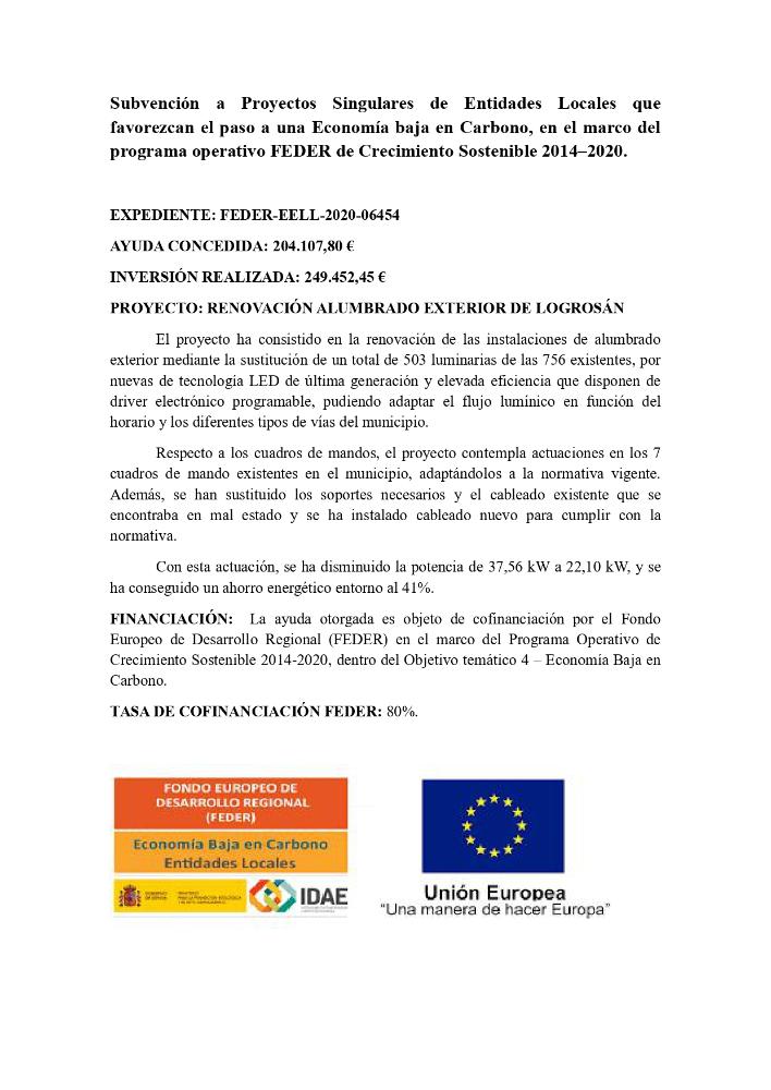 Imagen SUBVENCIÓN IDAE. ALUMBRADO PÚBLICO EXTERIOR