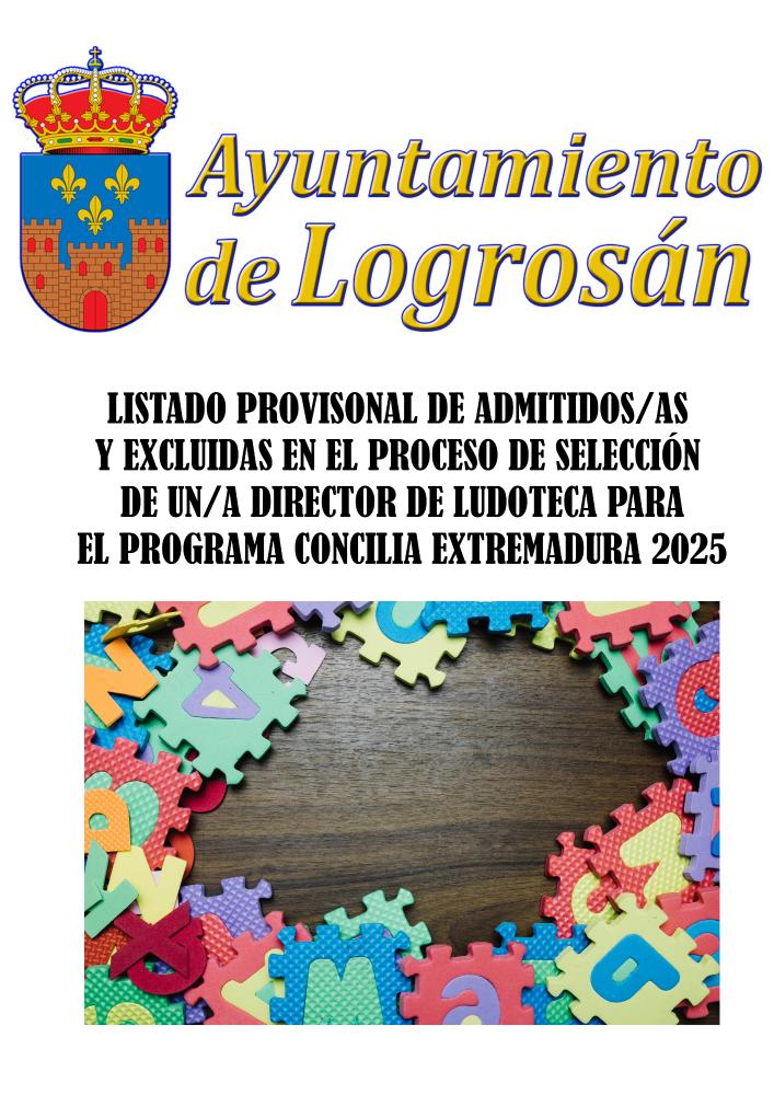 Imagen LISTADO PROVISONAL DE ADMITIDAS Y EXCLUIDAS EN EL PROCESO DE SELECCIÓN DE UN/A DIRECTOR DE LUDOTECA PARA EL PROGRAMA CONCILIA EXTREMADURA 2025