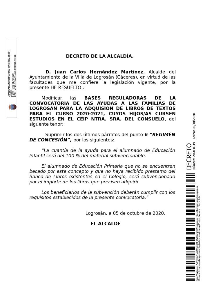 Imagen BASES REGULADORAS DE LA CONVOCATORIA DE LAS AYUDAS A LAS FAMILIAS DE LOGROSÁN PARA LA ADQUISICIÓN DE LIBROS DE TEXTOS PARA EL CURSO 2020-2021, CUYOS HIJOS/AS CURSEN ESTUDIOS EN EL CEIP NTRA. SRA. DEL CONSUELO.